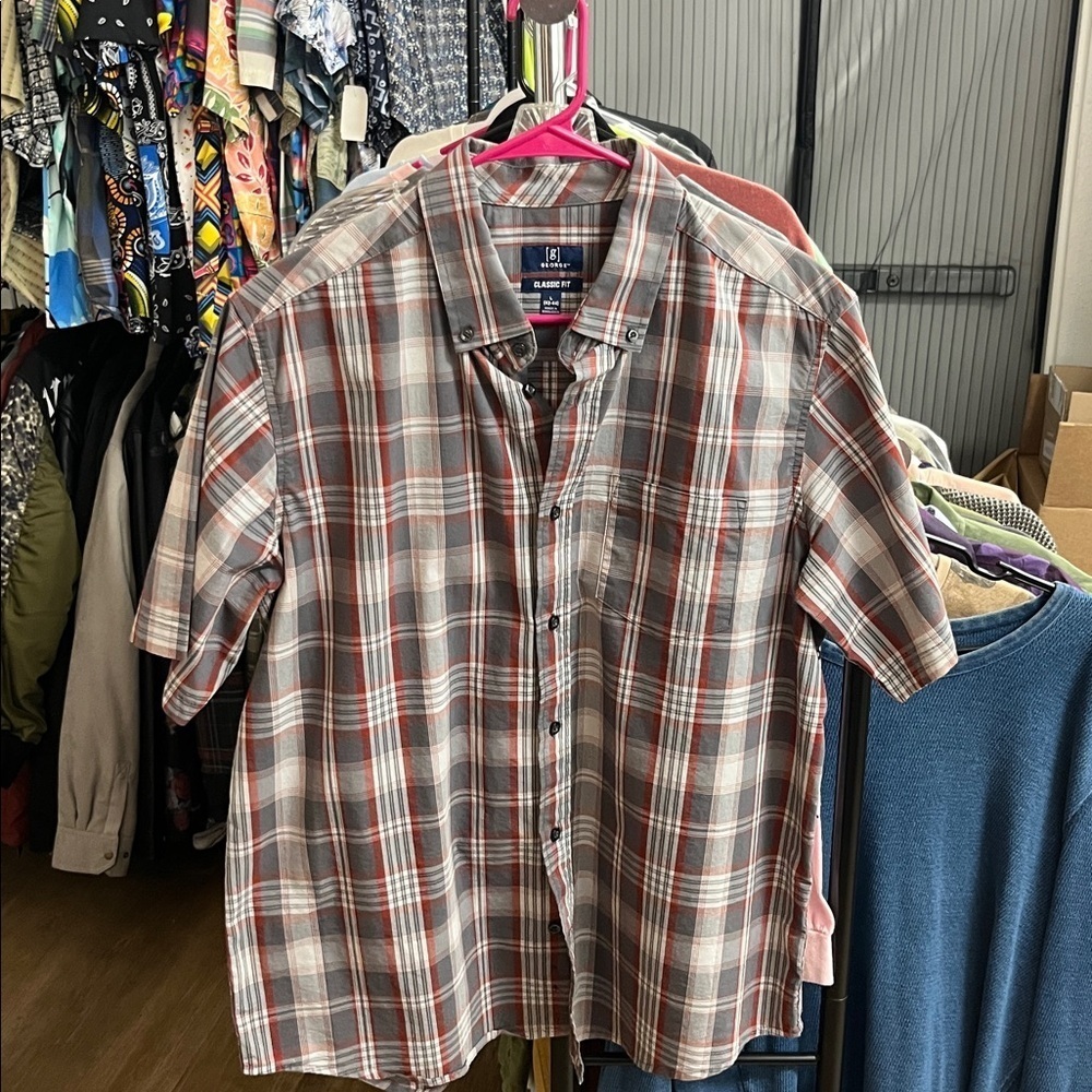 George short sleeve button down shirt mens large
